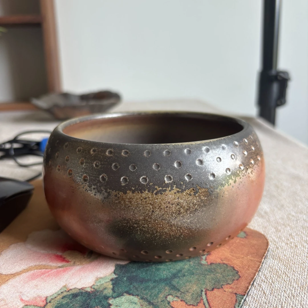#092柴烧裸烧纯手工火彩家用水洗复古茶道陶瓷茶具柴烧杯全手工