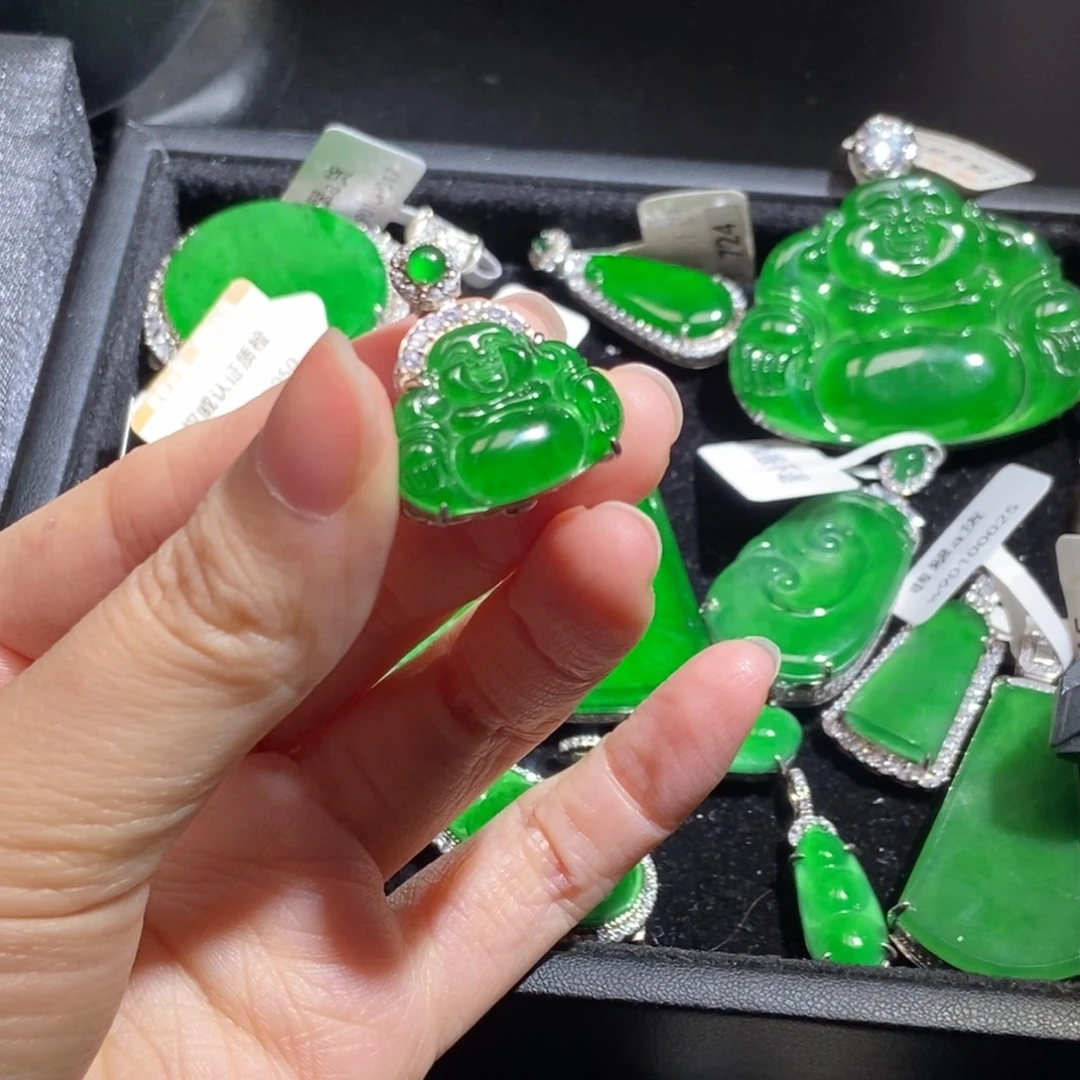 翡翠银S925镶嵌吊坠(不含链)