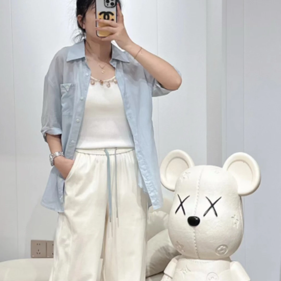 夏季防晒衬衫两件套女宽松休闲设计感短袖上衣