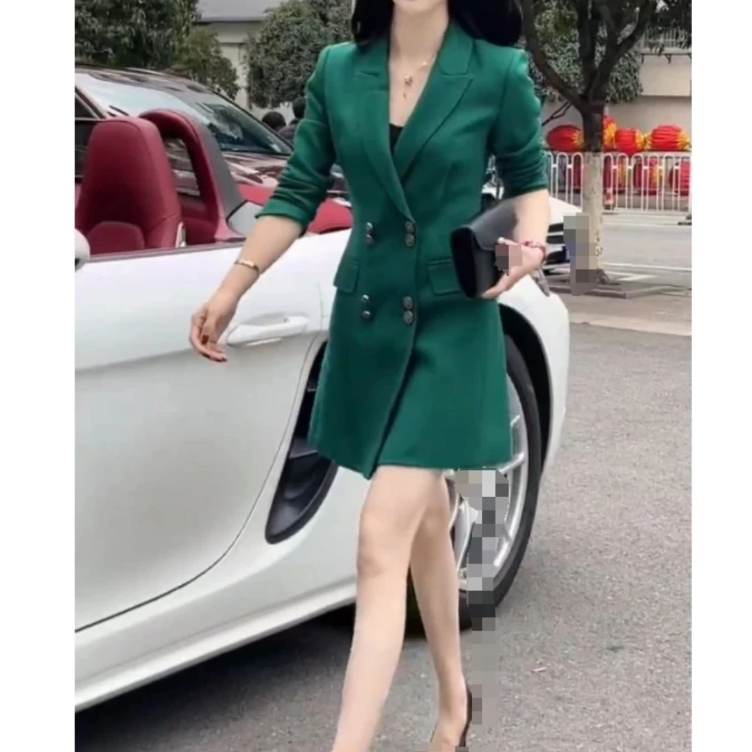 时尚纯色双扣短款潮流百搭精品女士服装洋气气质