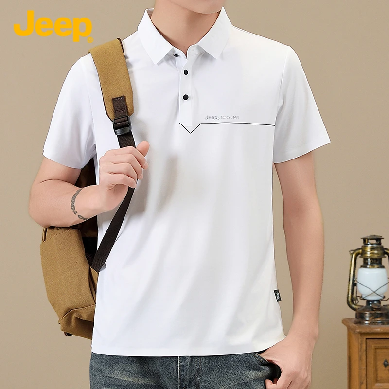 JEEP/吉普2025男式宽松休闲清凉冰丝短袖POLO衫423