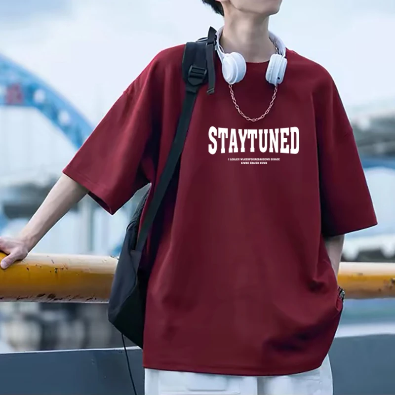 2025新款纯棉短袖T恤男生夏季大码潮牌美式高街重磅宽松情侣休闲