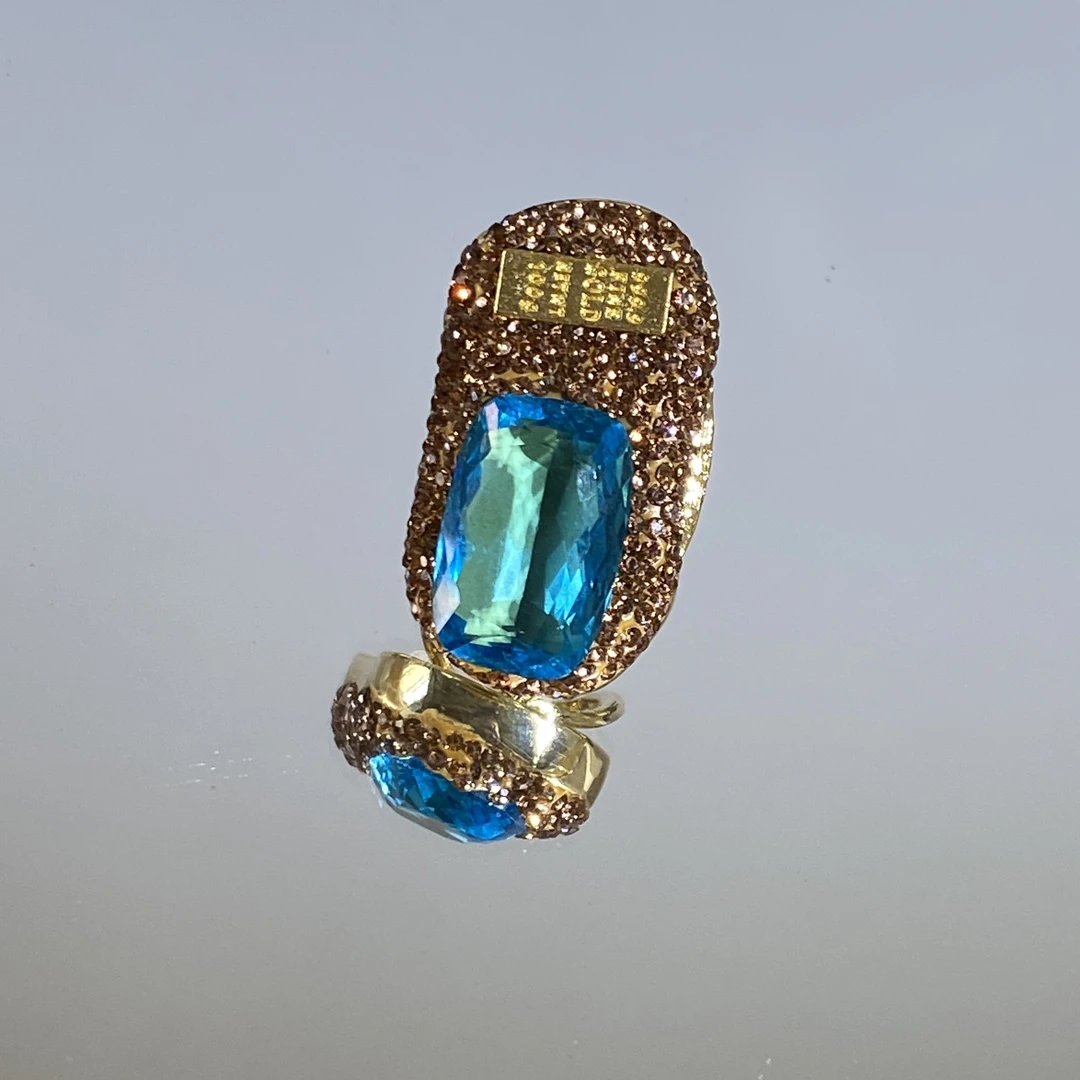 铜合金合成锆石戒指 TTSD 天蓝色设计款女士戒指 2916