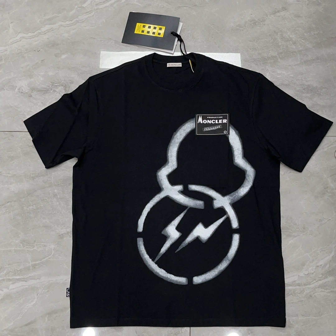 未使用 MONCLER 盟可睐/蒙口男款闪电大logo短袖T恤半袖