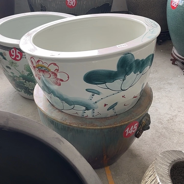 直径63*42平口手绘红荷