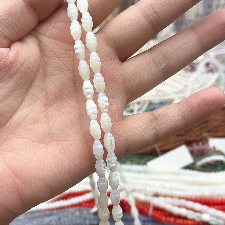 未镶嵌玛瑙/玉髓珠宝半成品一条5/9mm左右白蝶贝雕刻