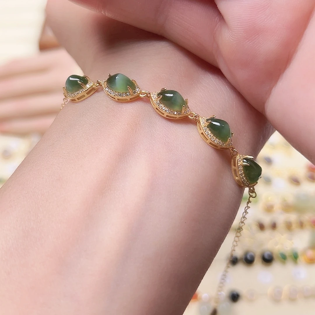 手链银S925镶嵌和田玉