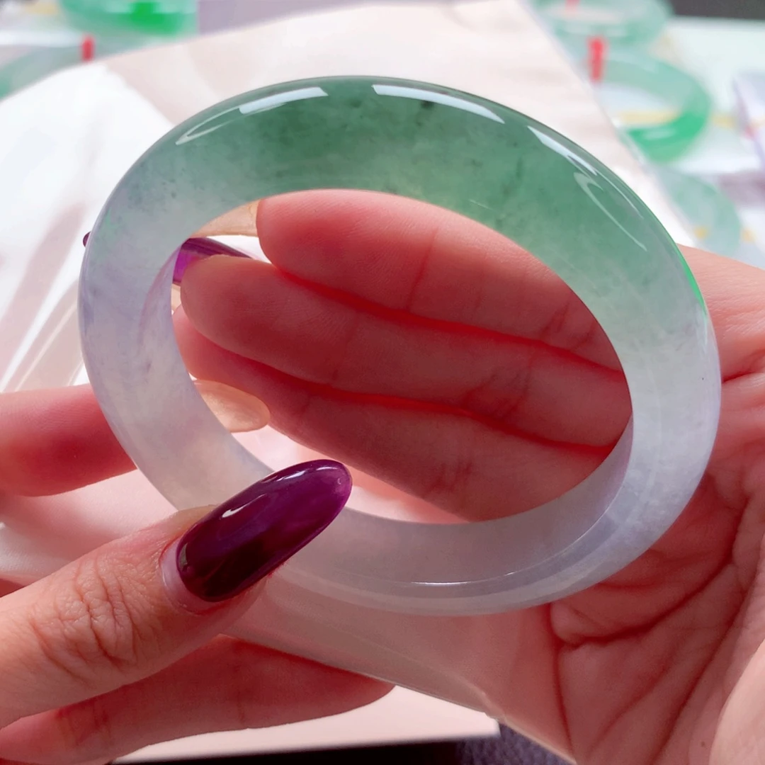 翡翠手镯未镶嵌55.8 新货湖光山色半山水 灵