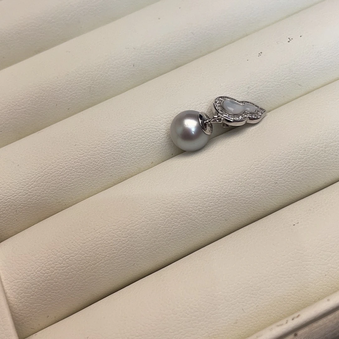 银S925镶嵌海水珍珠吊坠(不含链)