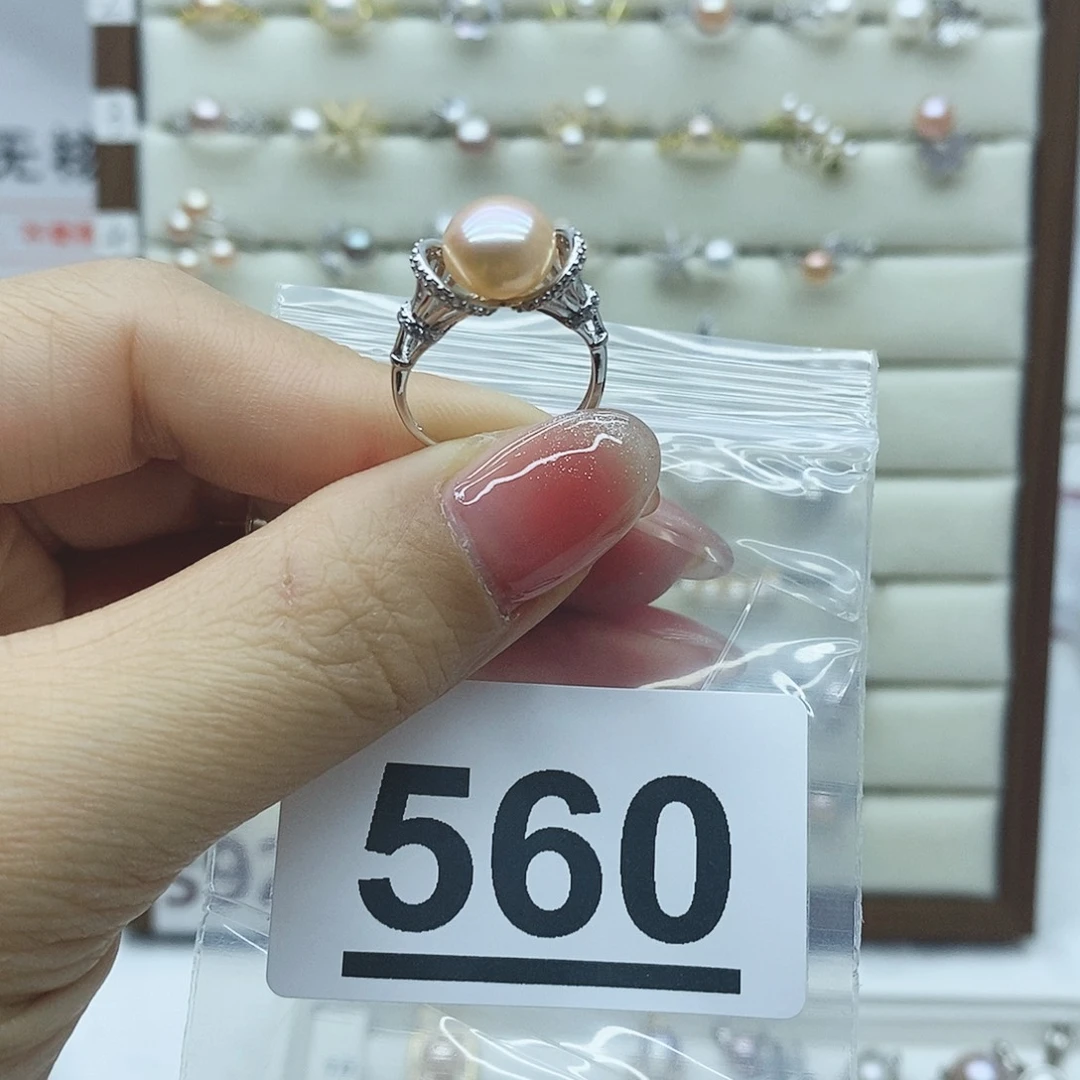 淡水珍珠戒指银S925镶嵌560