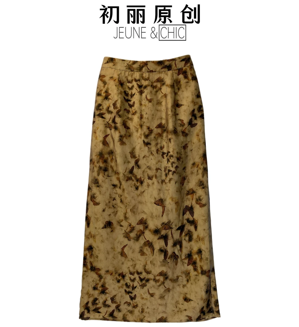 CHILI/初麗原创设计2025夏季国风印花半裙时尚显瘦中长款半身裙