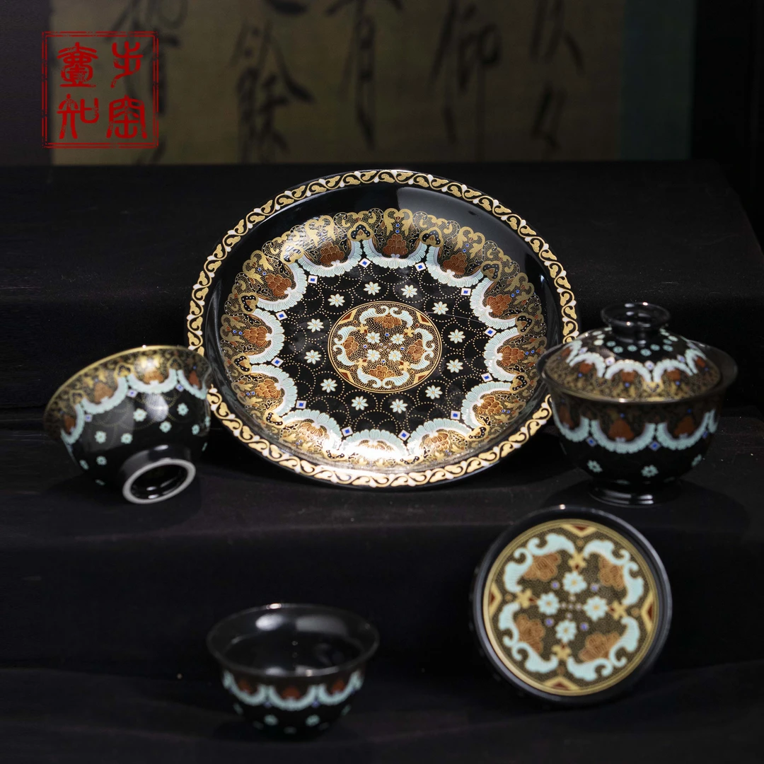 景德镇金银错璎珞纹二才盖碗陶瓷制品细陶泥料线条优美傳承創新