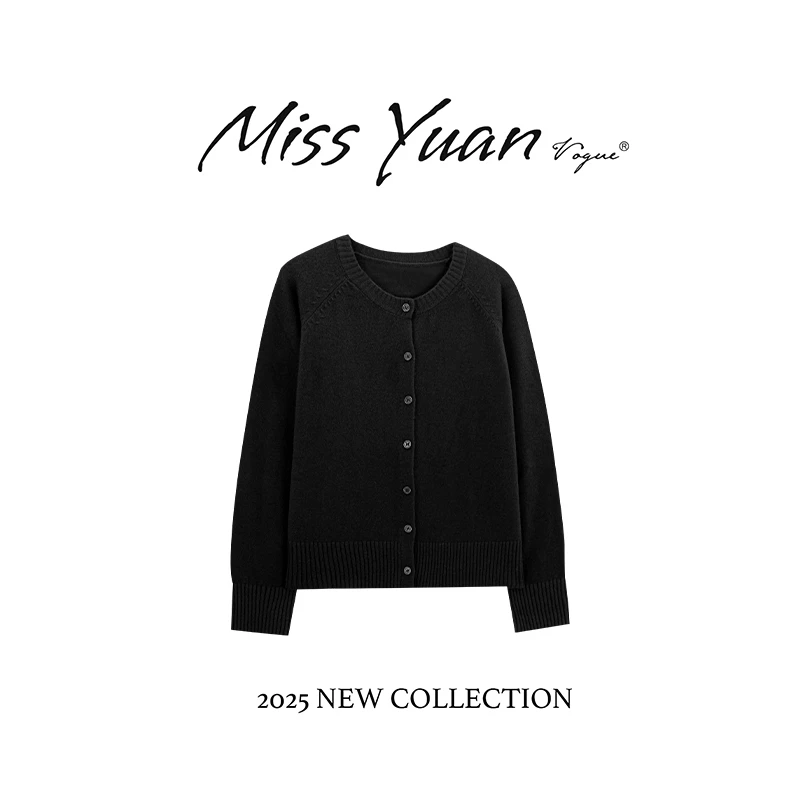 M.Y媛总 2025冬季新款圆领长袖单排扣时尚气质毛针织衫MY2393D