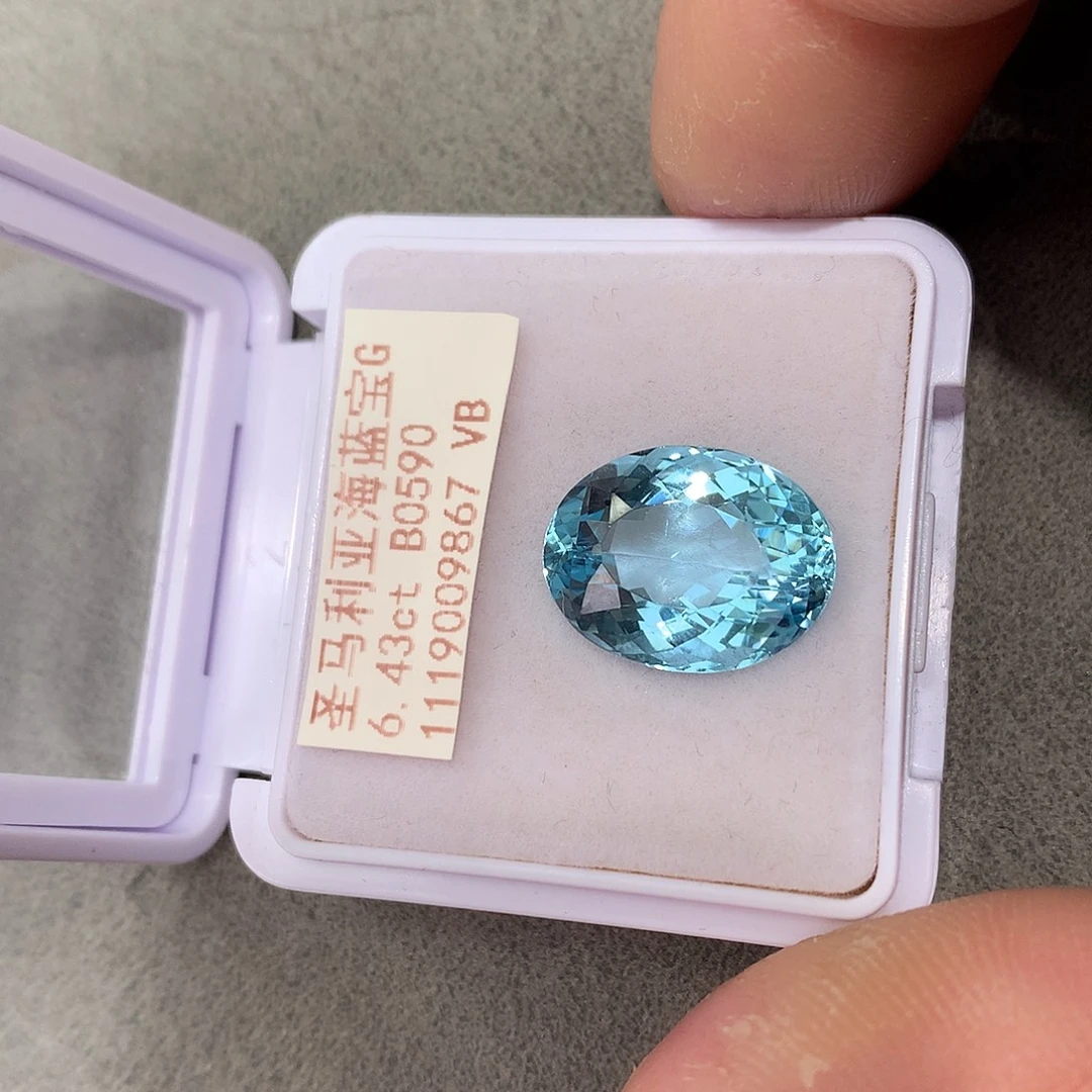 海蓝宝石裸石6.43克拉圣玛利亚海蓝宝