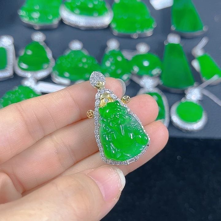 翡翠银S925镶嵌吊坠(不含链)