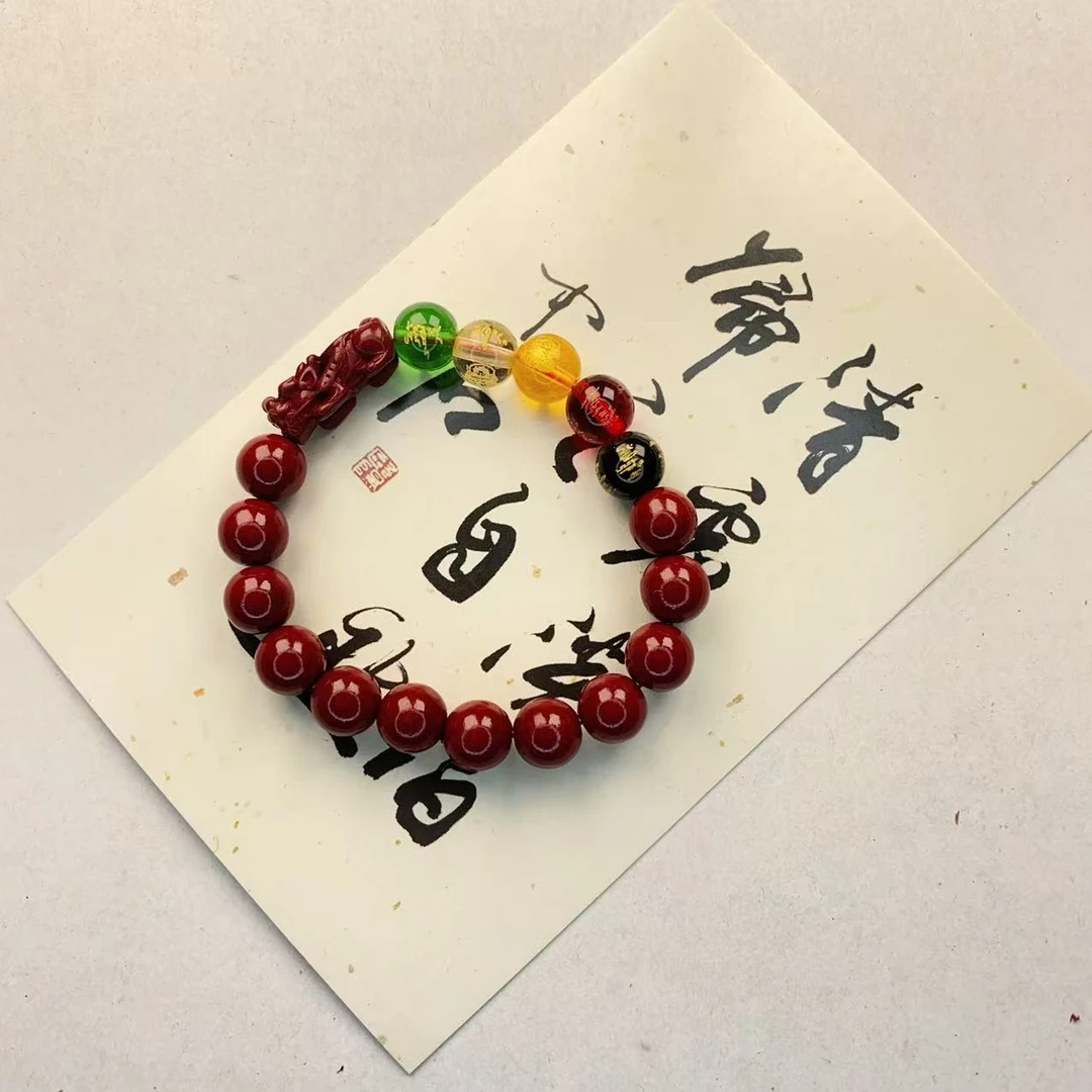 含辰砂工艺品10MM朱砂五路财神貔貅手链MTX-0136