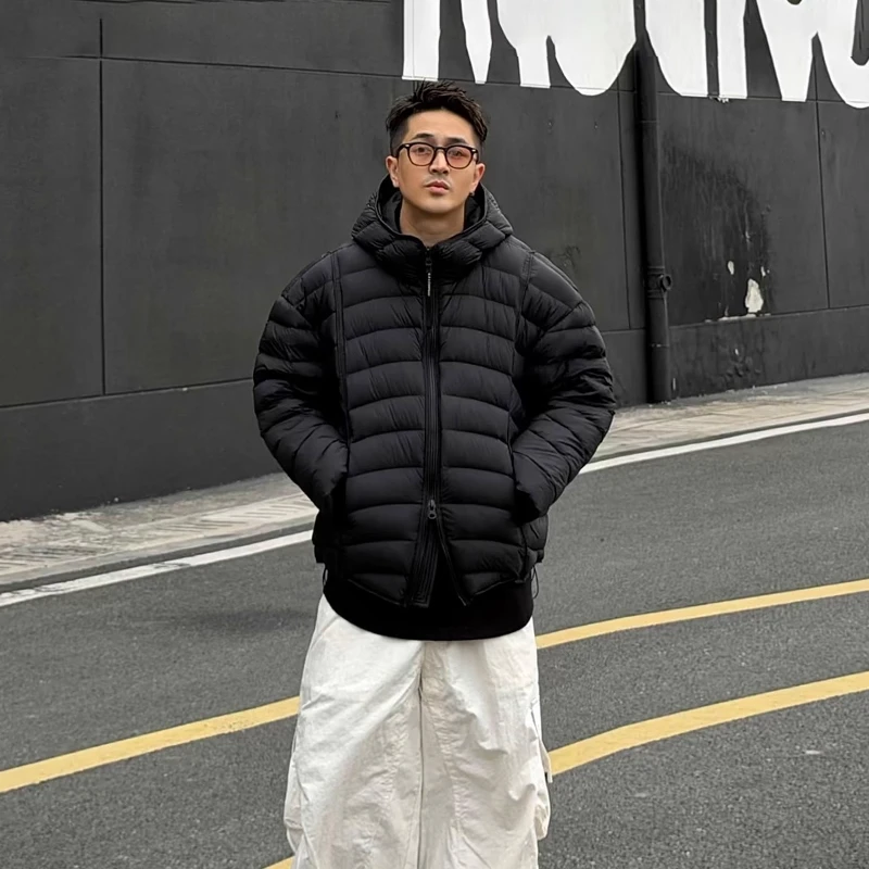 高级感百搭排骨羽绒服男冬季休闲连帽外套男轻量化情侣款保暖上衣