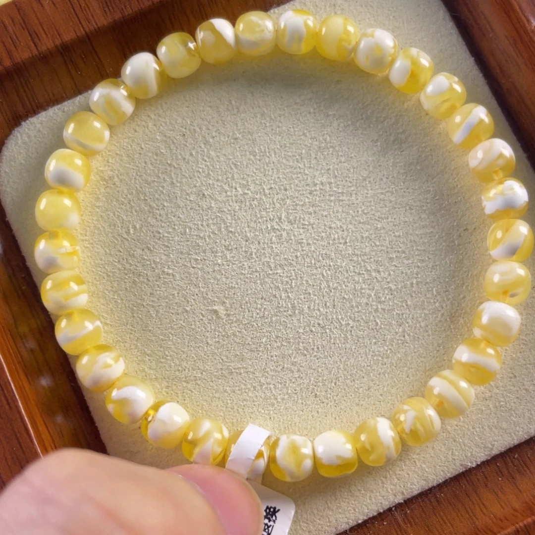 琥珀未镶嵌手链6mm精工高桩蜜蜡手串