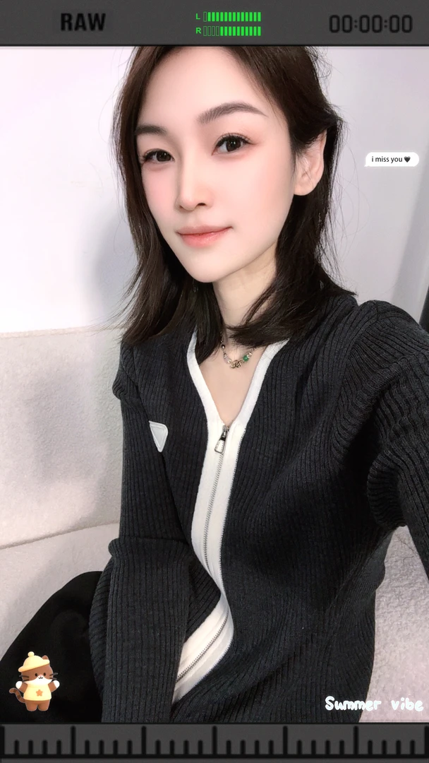 111针织长袖上衣女V领拉链拼色开衫毛针织衫百搭