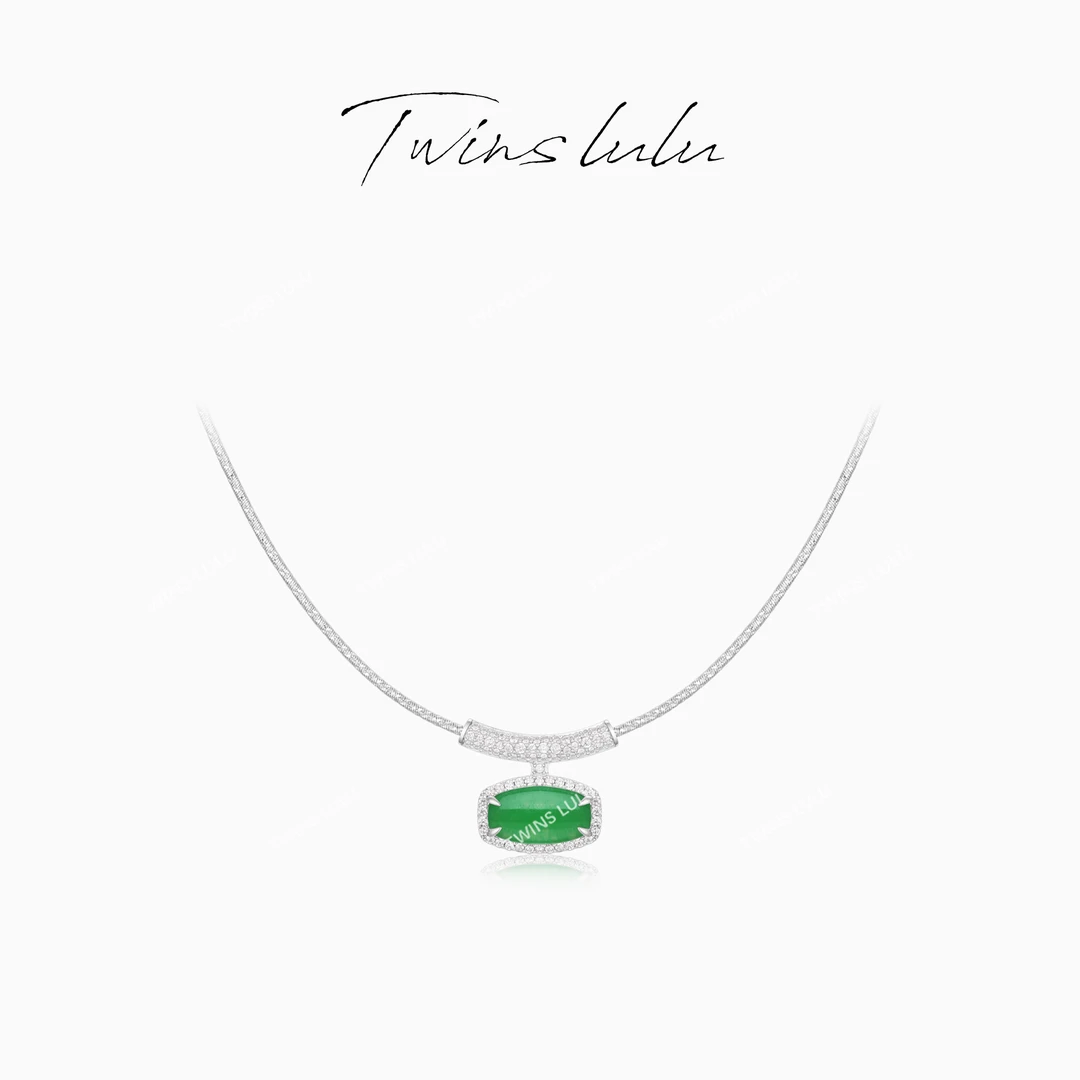 TWINS LULU 925银 流光风 精致气质高级感绿色项链TSJ8973