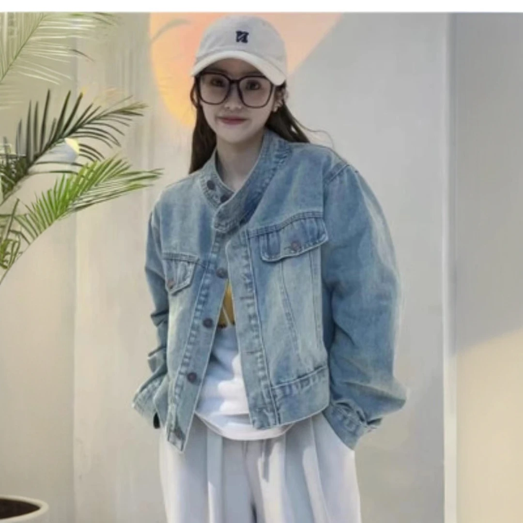 韩版小众设计感水洗牛仔外套女春季新款2025时尚休闲百搭短款上衣