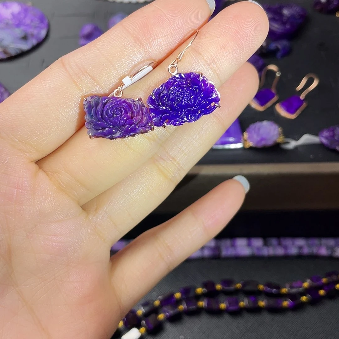 银S925镶嵌苏纪石（舒俱来）耳环