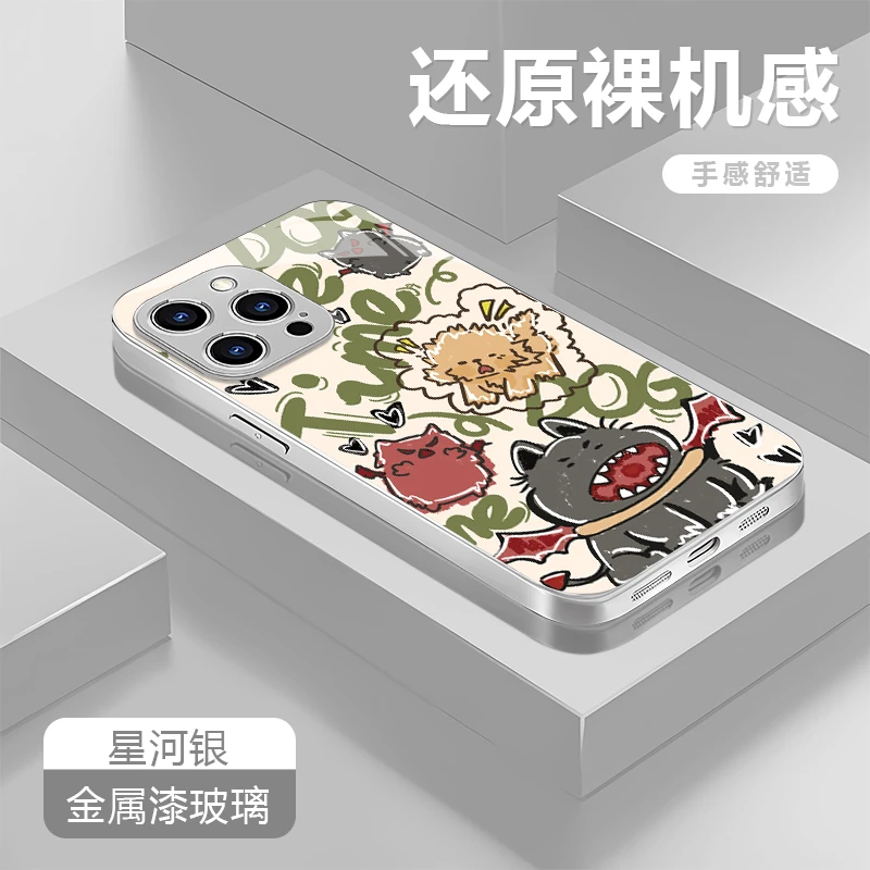 恶魔猫猫适用苹果16/华为P70/vivo/oppo金属漆玻璃防摔手机壳女款