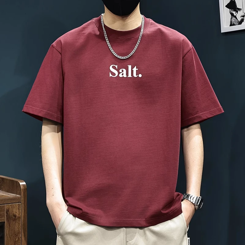 DIIIVERGOM安可拉红男士短袖重磅t恤简约夏季新款潮牌大码体恤