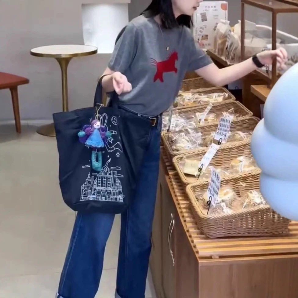 夏季新款减龄圆领宽松小马T恤高腰直筒裤女潮