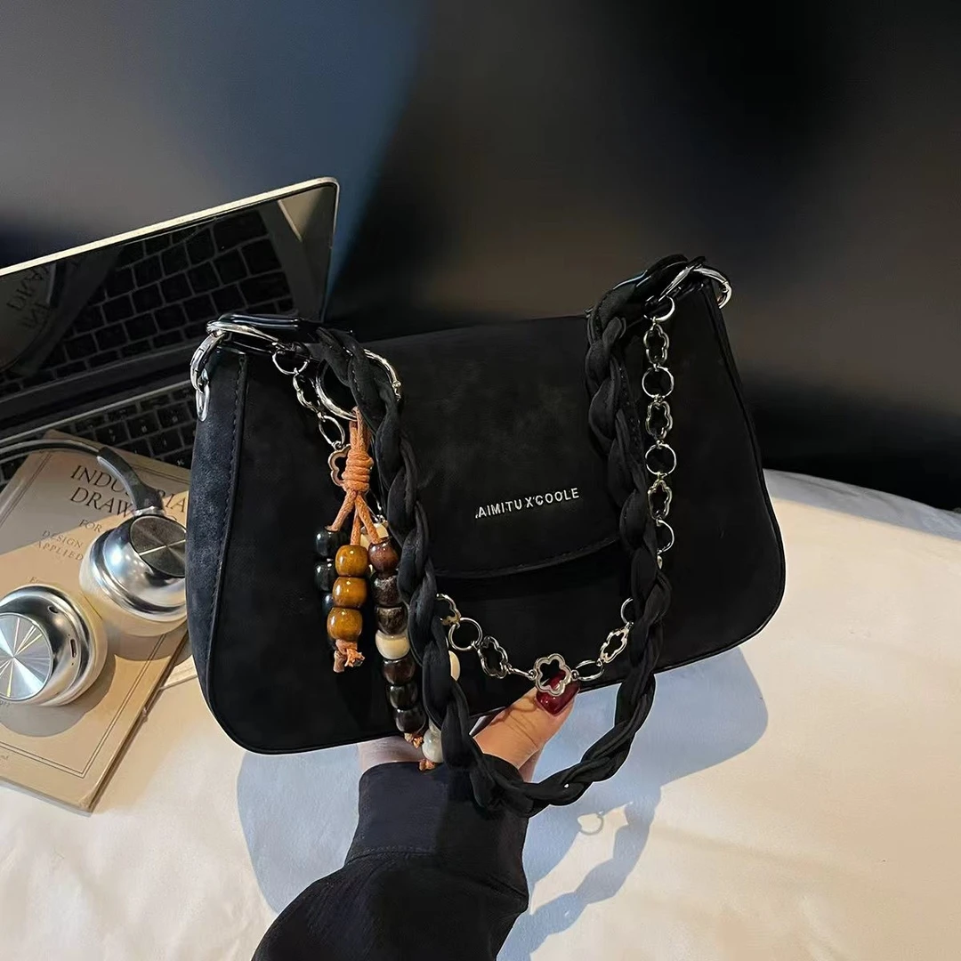艾米兔女包2025新款小众时尚百搭链条设计串珠潮流洋气单肩斜挎包