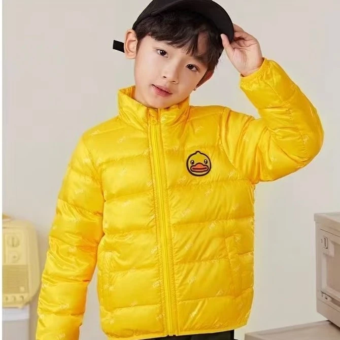 小黄鸭儿童女童卡通休闲风秋冬冬装童装保暖时尚轻薄连帽羽绒服