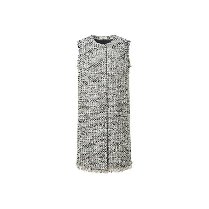 MISS BUCCI25春夏款女士经典小香风宽松显瘦洋气无袖连衣裙