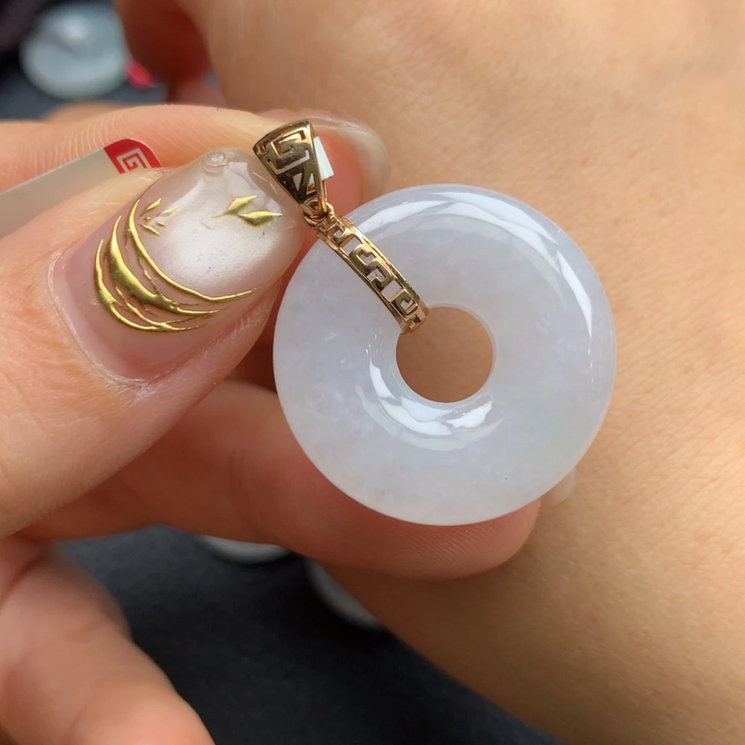 翡翠18K金镶嵌颈饰翡翠饰品25.一5.9