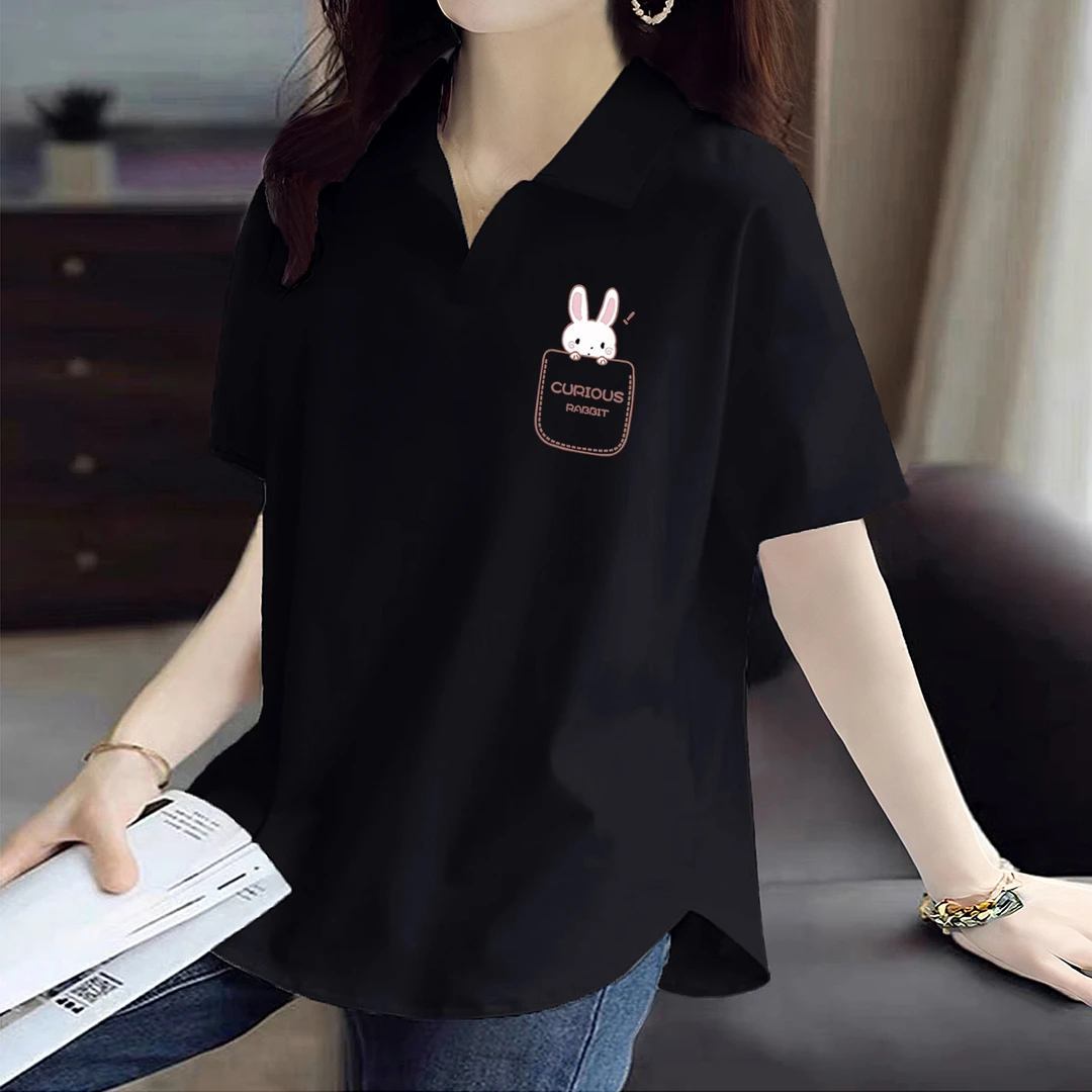 92%棉POLO衫女短袖夏季休闲时尚胖MM大码宽松显瘦洋气减龄翻领T恤