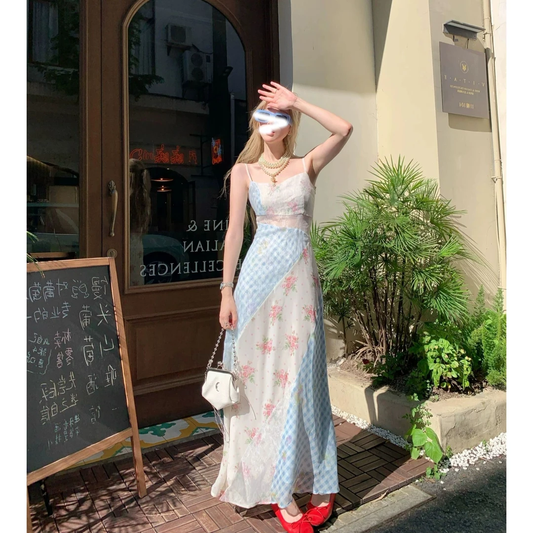 【现货专属】01570碎花吊带收腰连衣裙女装夏季小个子超好看裙子