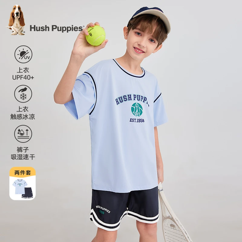 冰凉防晒休闲短袖速干短裤 暇步士童装2025年夏季新款儿童