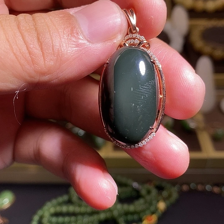 吊坠(不含链)银S925镶嵌和田玉