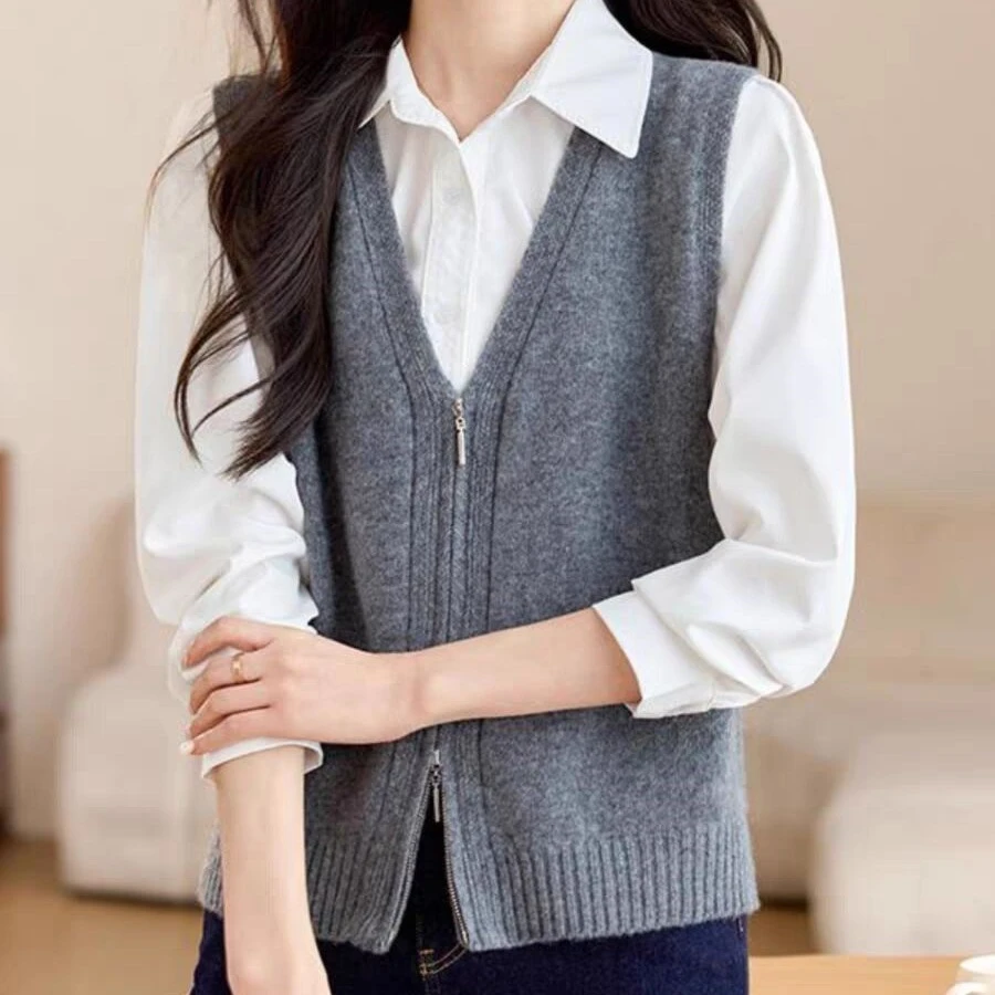 马甲2025新款毛衣背心坎肩春秋季针织上衣马夹外穿短款时尚显瘦