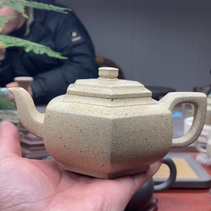 茶壶紫砂原矿无添加手磨料墨绿泥六方雪华