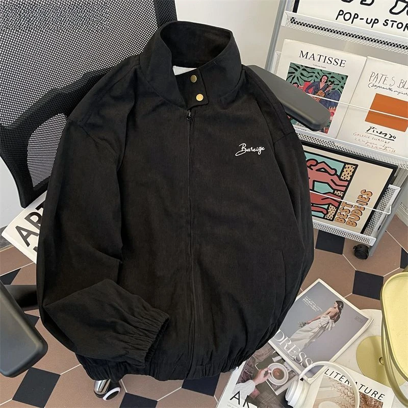 春秋季立领美式高街男款上衣热销款百搭帅气时髦复古宽松休闲长袖