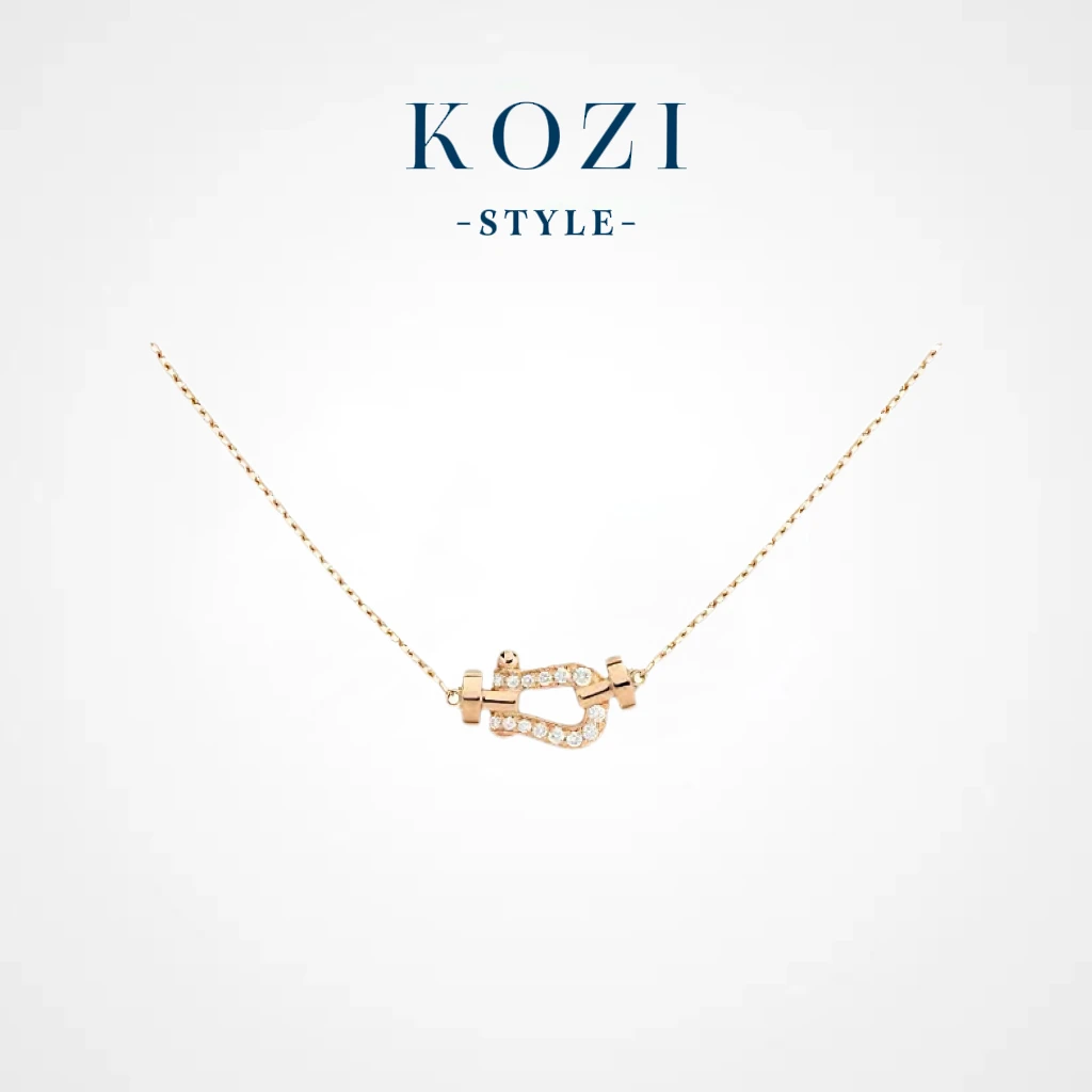 XINGYAO 高定镀K金小号满钻马蹄扣玫瑰金色项链精工版