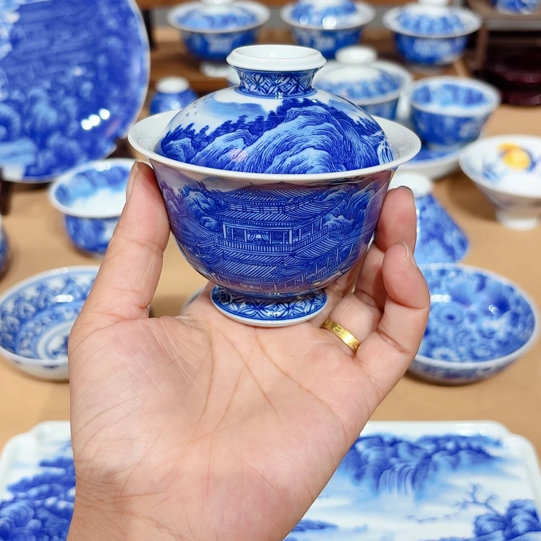 景德镇纯手绘盖碗