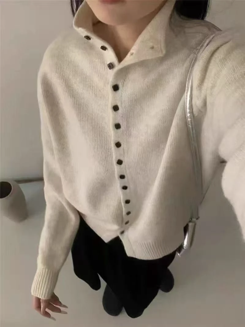 韩系休闲长袖开衫款春季毛针织衫百搭短款秋冬女装