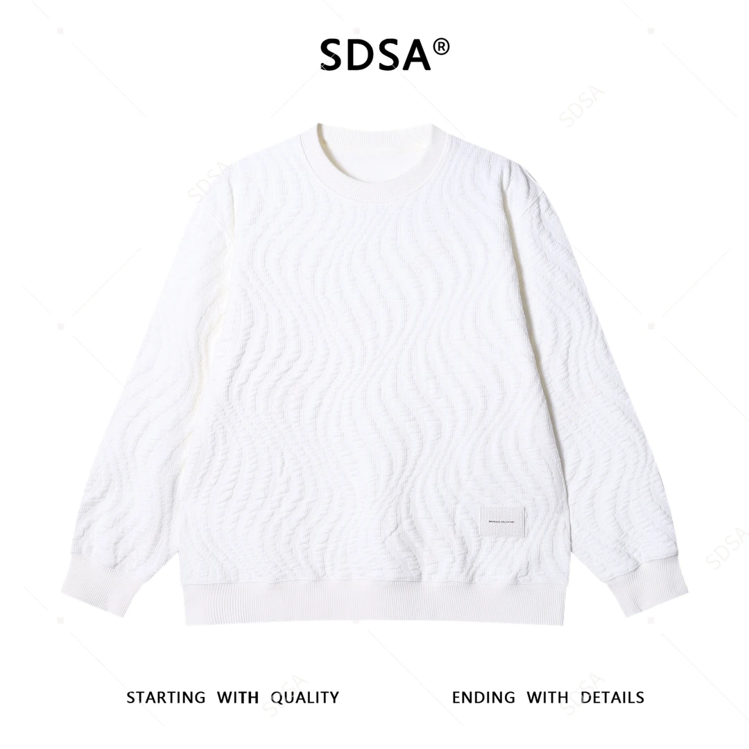 SDSA男士秋冬新款轻奢痞帅男装纯色提花设计圆领卫衣时尚宽松上衣