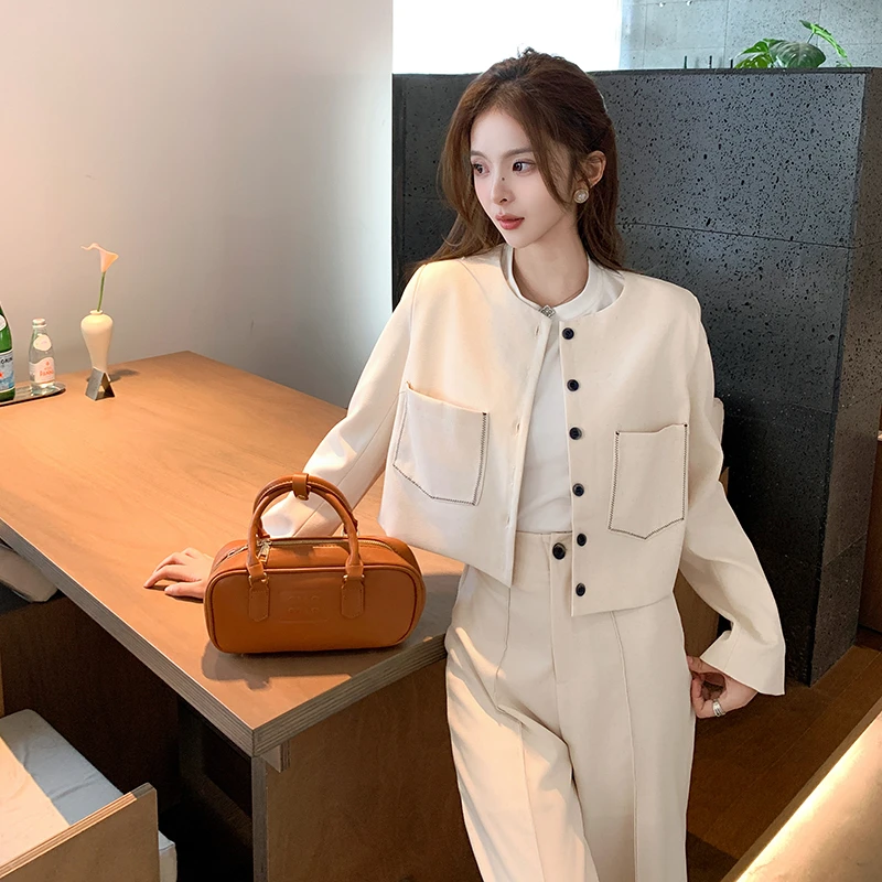 法式温柔小香风2025韩版高级感显瘦阔腿裤两件套气质时尚套装女