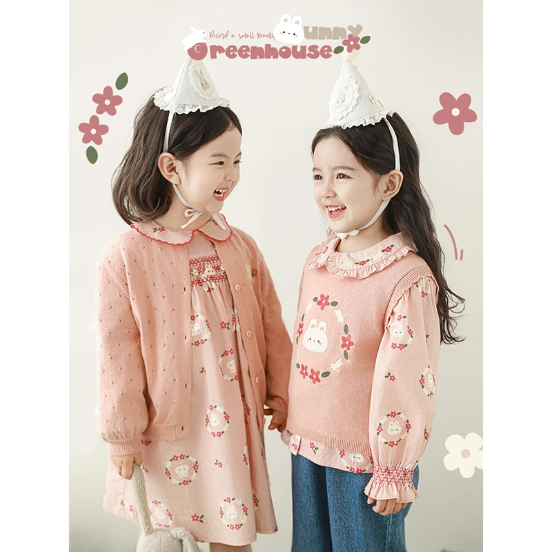 幼悠【花房小兔】春贰波长袖洋气百搭宝宝春秋针织毛衣开衫潮 C3109