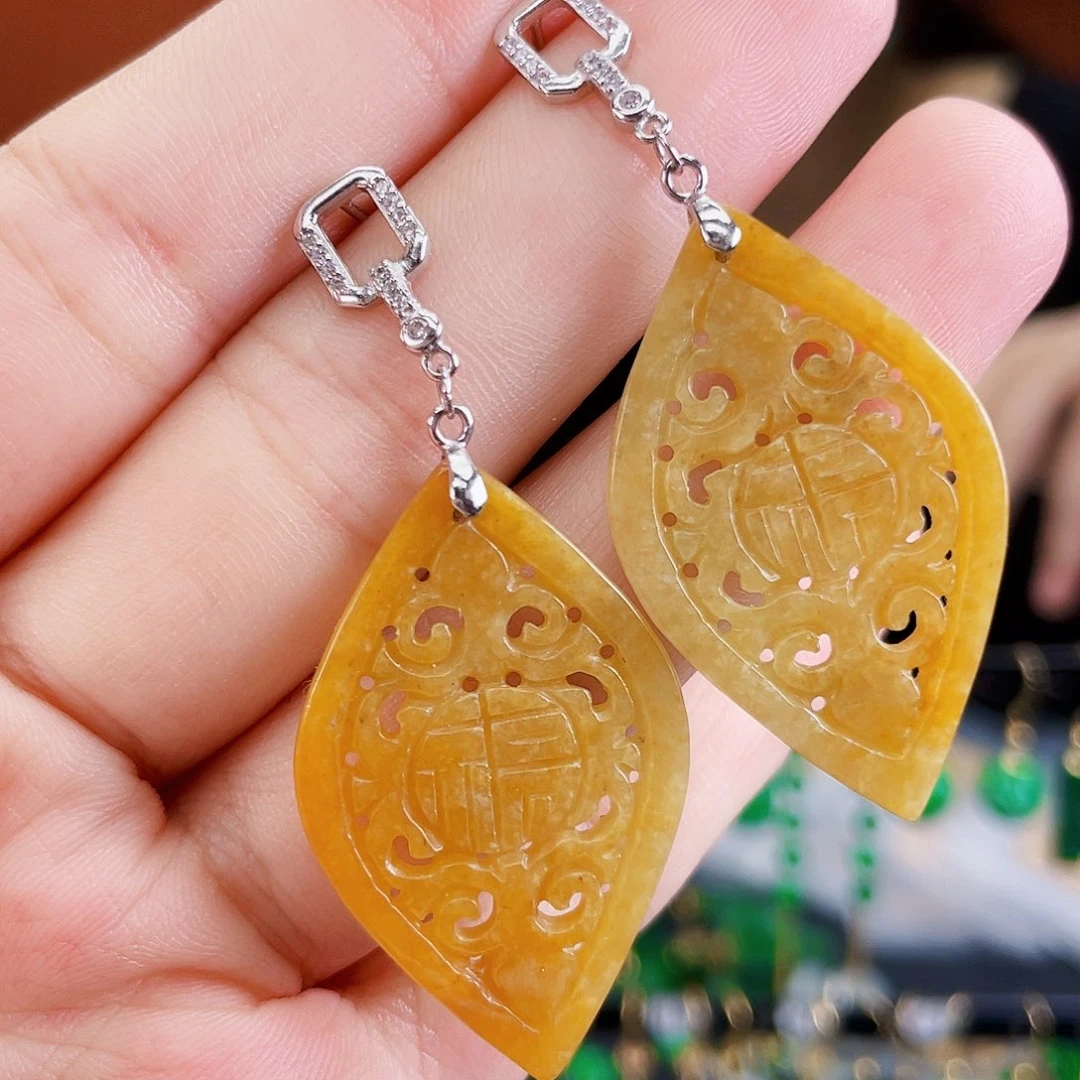翡翠银S925镶嵌耳饰