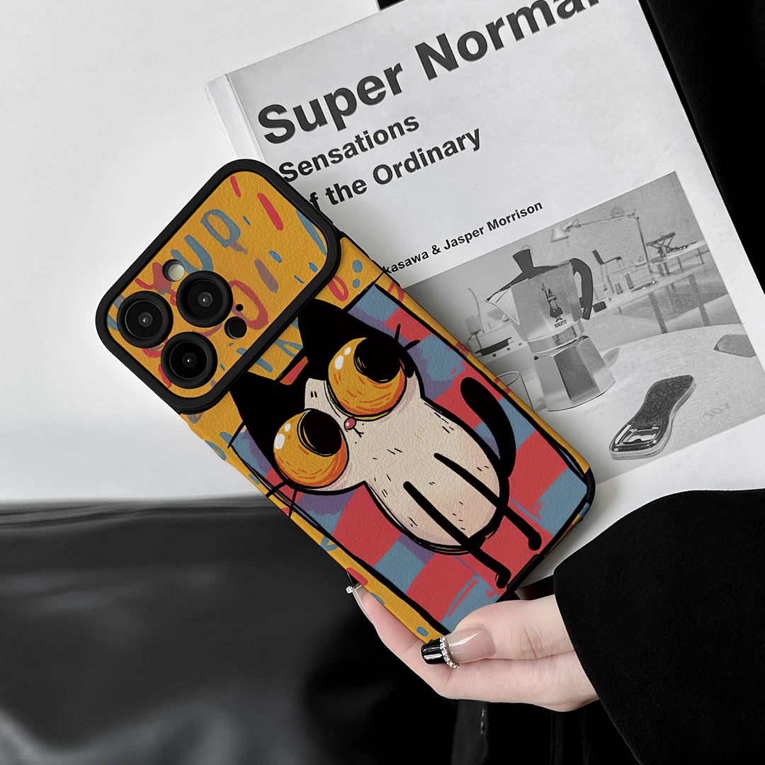 怪诞小猫适用iPhone17苹果17ProMax手机壳17pro全包保护套大视窗