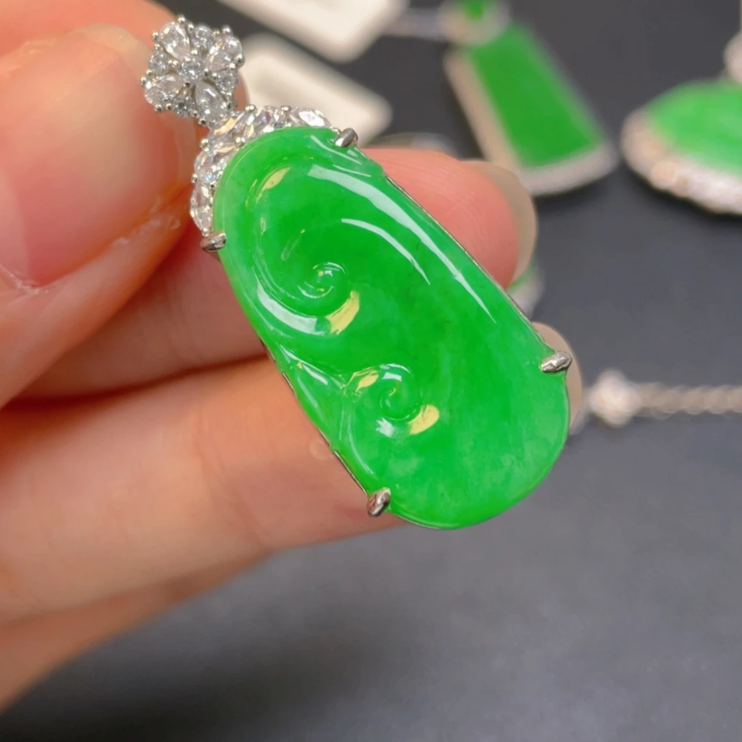翡翠银S925镶嵌吊坠(不含链)