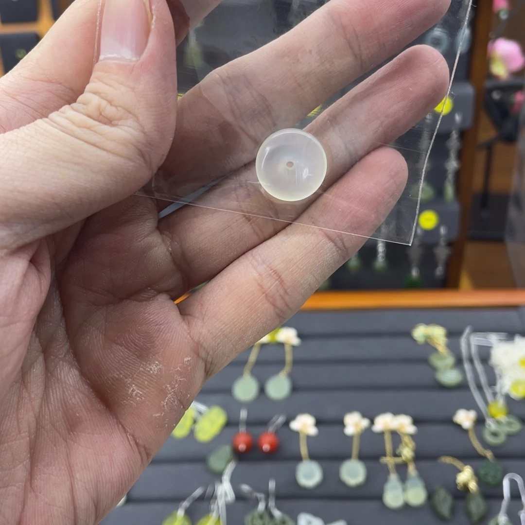 蛇纹石玉耳饰银S925镶嵌多****记